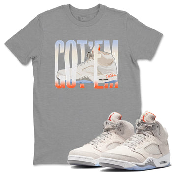 Air Jordan 5 Craft Sneaker Match Tees Wiggling Gotem Sneaker Tees AJ5 SE Craft Sneaker Release Tees Unisex Shirts Heather Grey 1