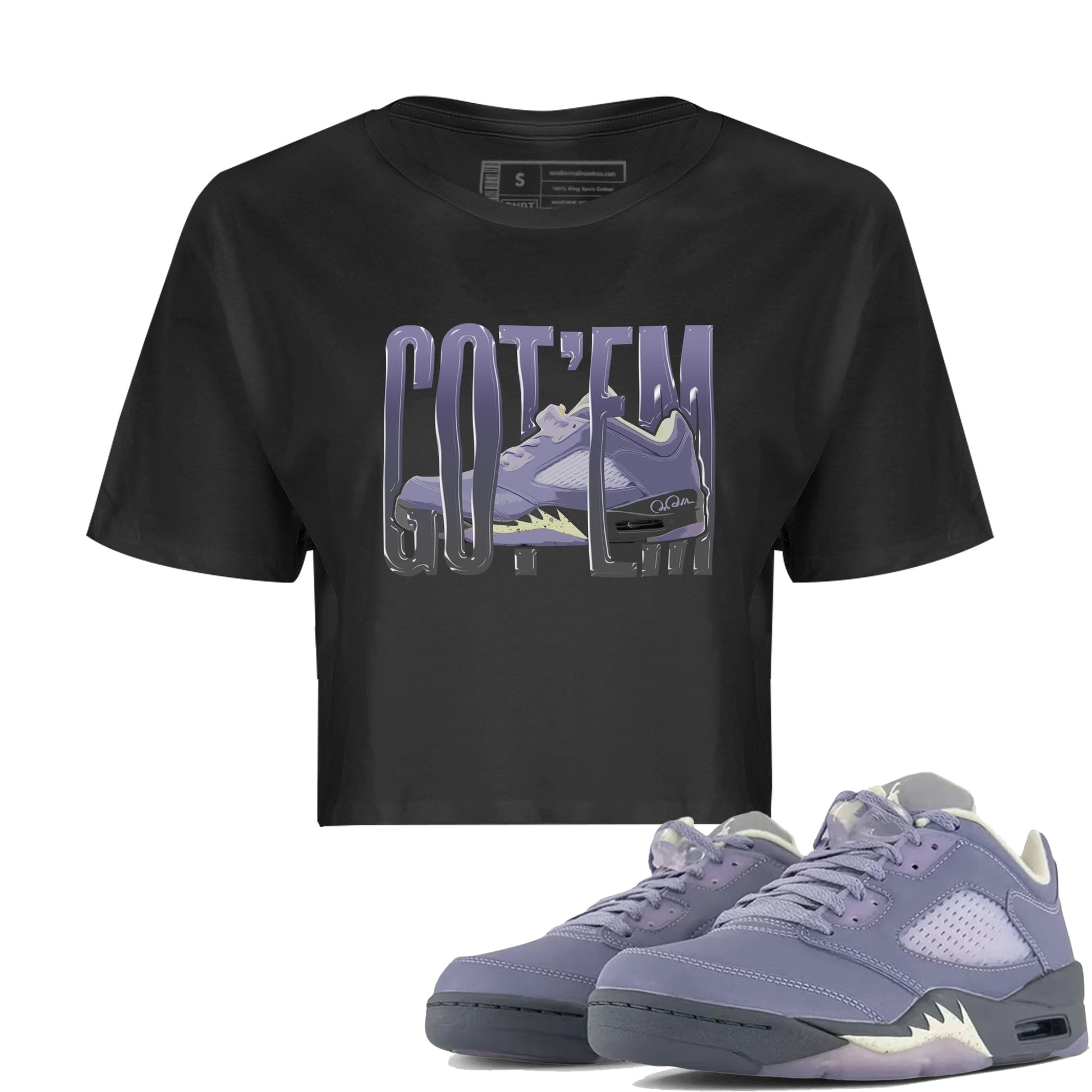 Air Jordan 5 Indigo Haze Sneaker Match Tees Wiggling Gotem Sneaker Tees AJ5 Indigo Haze Sneaker Release Tees Women's Shirts Black 1