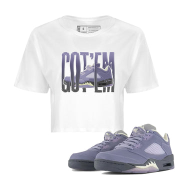 Air Jordan 5 Indigo Haze Sneaker Match Tees Wiggling Gotem Sneaker Tees AJ5 Indigo Haze Sneaker Release Tees Women's Shirts White 1