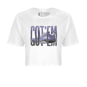 Air Jordan 5 Indigo Haze Sneaker Match Tees Wiggling Gotem Sneaker Tees AJ5 Indigo Haze Sneaker Release Tees Women's Shirts White 2