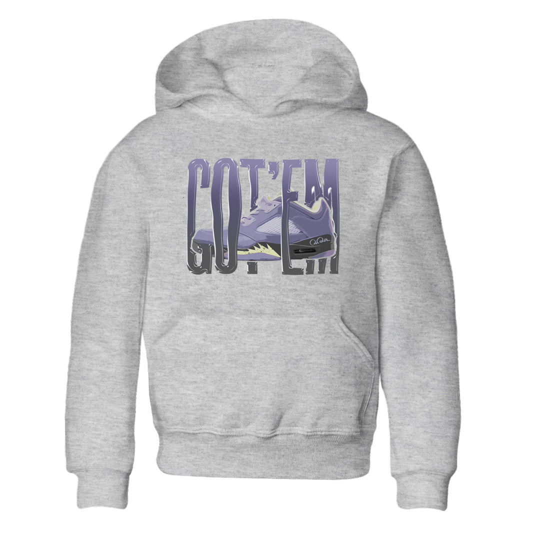Air Jordan 5 Indigo Haze Sneaker Match Tees Wiggling Gotem Sneaker Tees AJ5 Indigo Haze Sneaker Release Tees Kids Shirts Heather Grey 2
