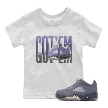 Air Jordan 5 Indigo Haze Sneaker Match Tees Wiggling Gotem Sneaker Tees AJ5 Indigo Haze Sneaker Release Tees Kids Shirts White 1