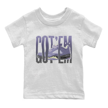 Air Jordan 5 Indigo Haze Sneaker Match Tees Wiggling Gotem Sneaker Tees AJ5 Indigo Haze Sneaker Release Tees Kids Shirts White 2