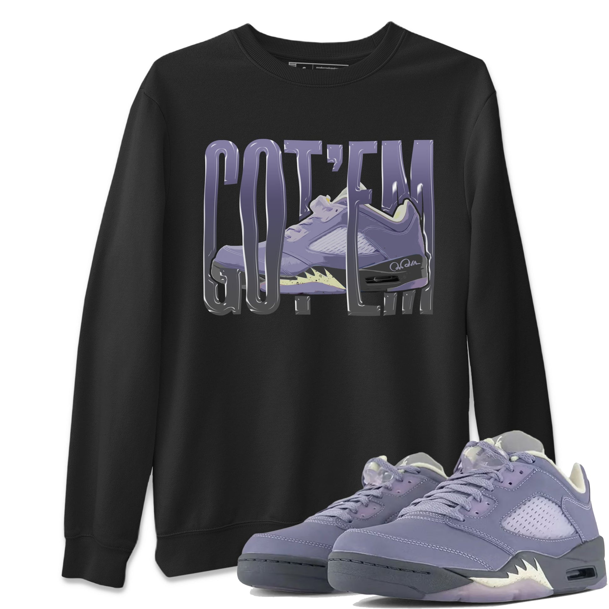 Air Jordan 5 Indigo Haze Sneaker Match Tees Wiggling Gotem Sneaker Tees AJ5 Indigo Haze Sneaker Release Tees Unisex Shirts Black 1
