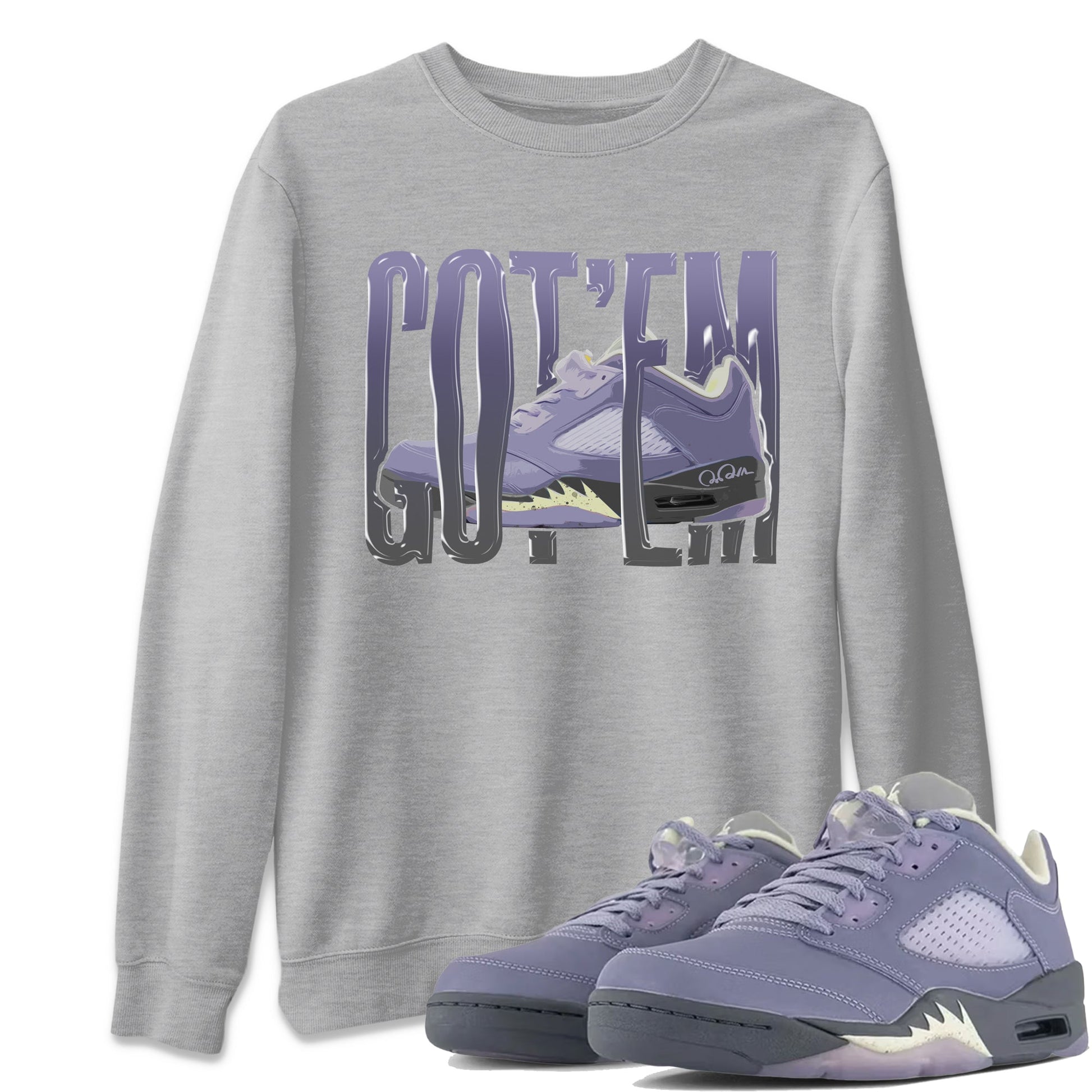 Air Jordan 5 Indigo Haze Sneaker Match Tees Wiggling Gotem Sneaker Tees AJ5 Indigo Haze Sneaker Release Tees Unisex Shirts Heather Grey 1