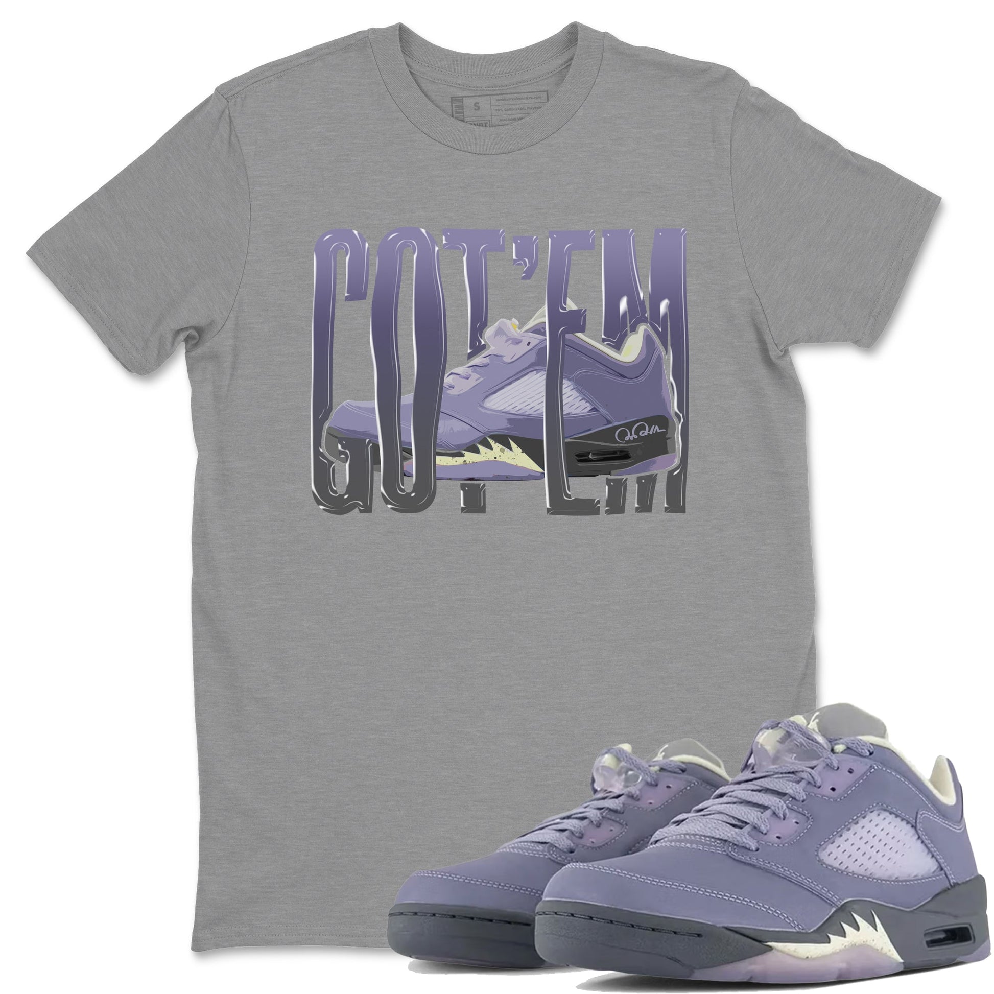 Air Jordan 5 Indigo Haze Sneaker Match Tees Wiggling Gotem Sneaker Tees AJ5 Indigo Haze Sneaker Release Tees Unisex Shirts Heather Grey 1