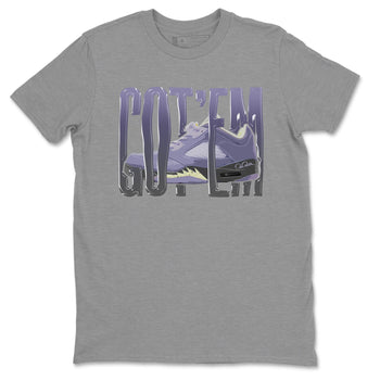 Air Jordan 5 Indigo Haze Sneaker Match Tees Wiggling Gotem Sneaker Tees AJ5 Indigo Haze Sneaker Release Tees Unisex Shirts Heather Grey 2
