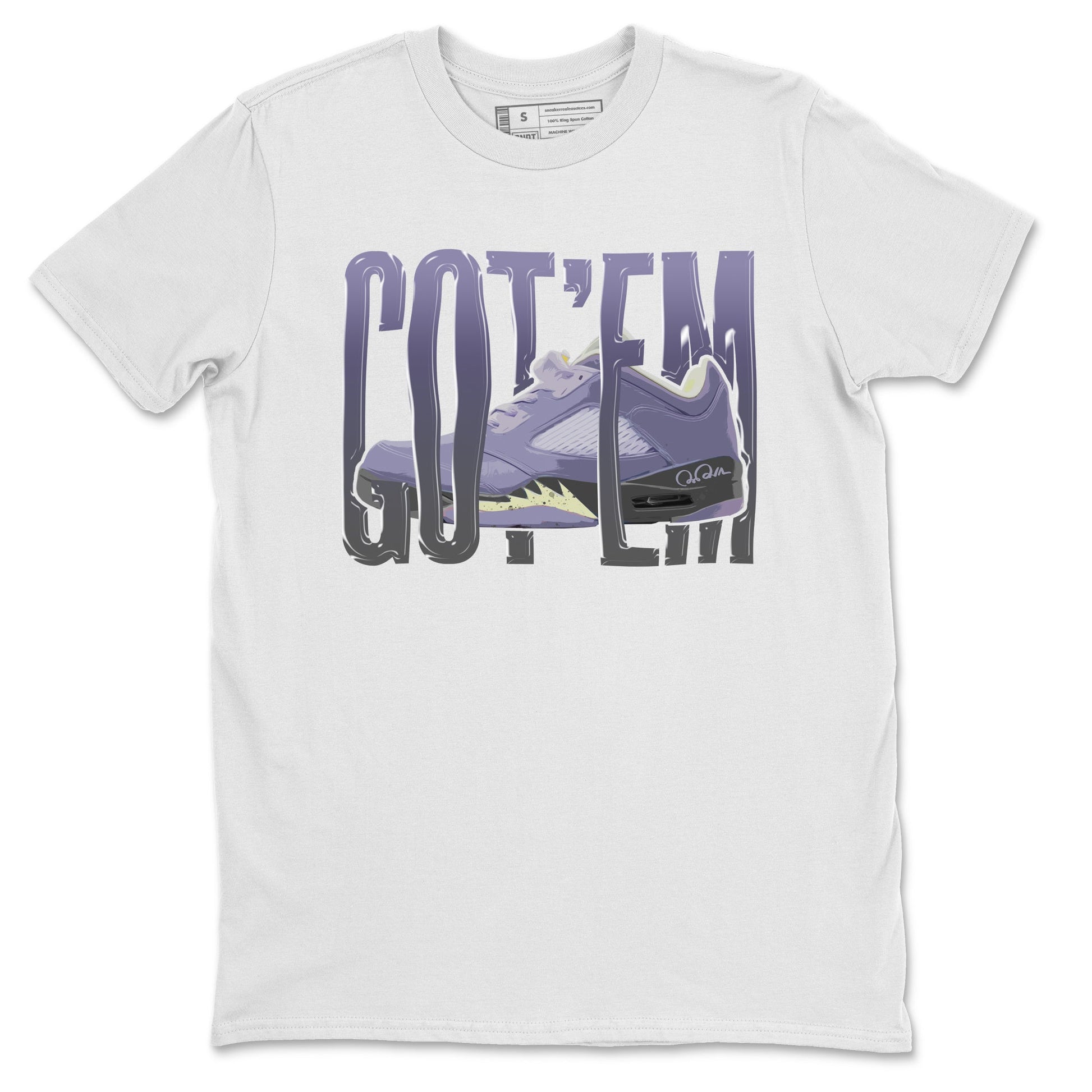 Air Jordan 5 Indigo Haze Sneaker Match Tees Wiggling Gotem Sneaker Tees AJ5 Indigo Haze Sneaker Release Tees Unisex Shirts White 2