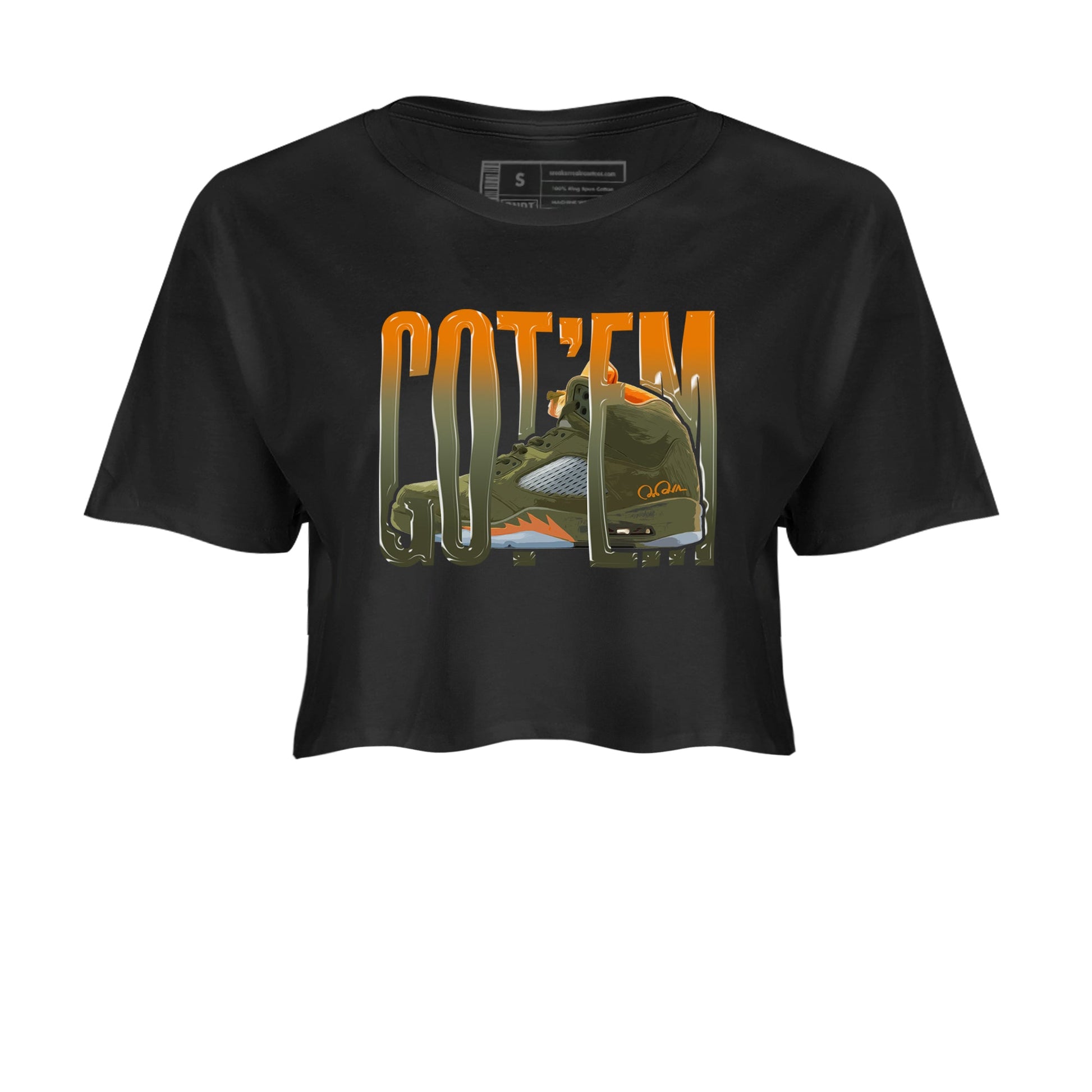 5s Olive shirt to match jordans Wiggling Gotem sneaker tees Air Jordan 5 Olive SNRT Sneaker Release Tees Black 2 crop length shirt