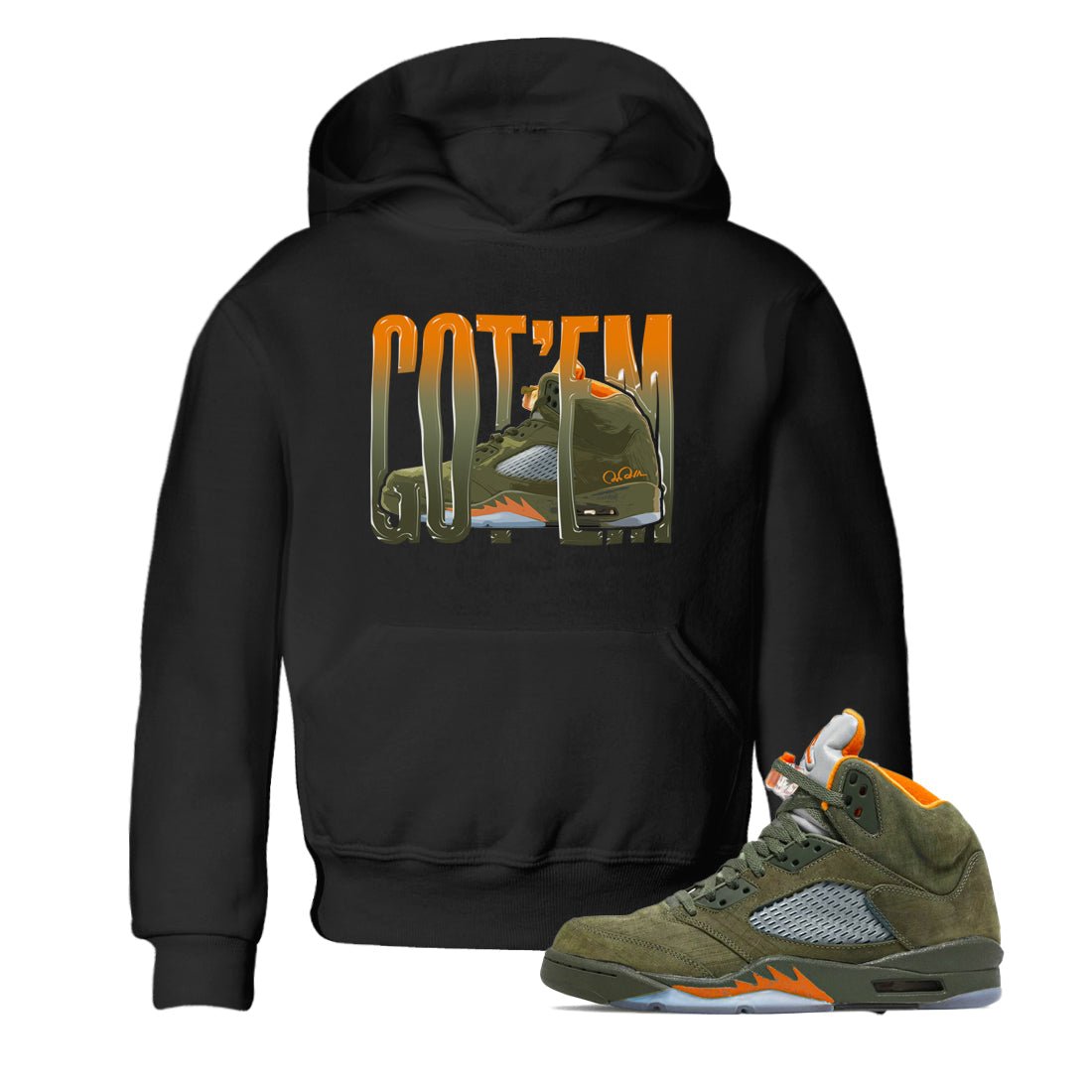 5s Olive shirt to match jordans Wiggling Gotem sneaker tees Air Jordan 5 Olive SNRT sneaker release tees baby toddler Black 1 cotton Shirt