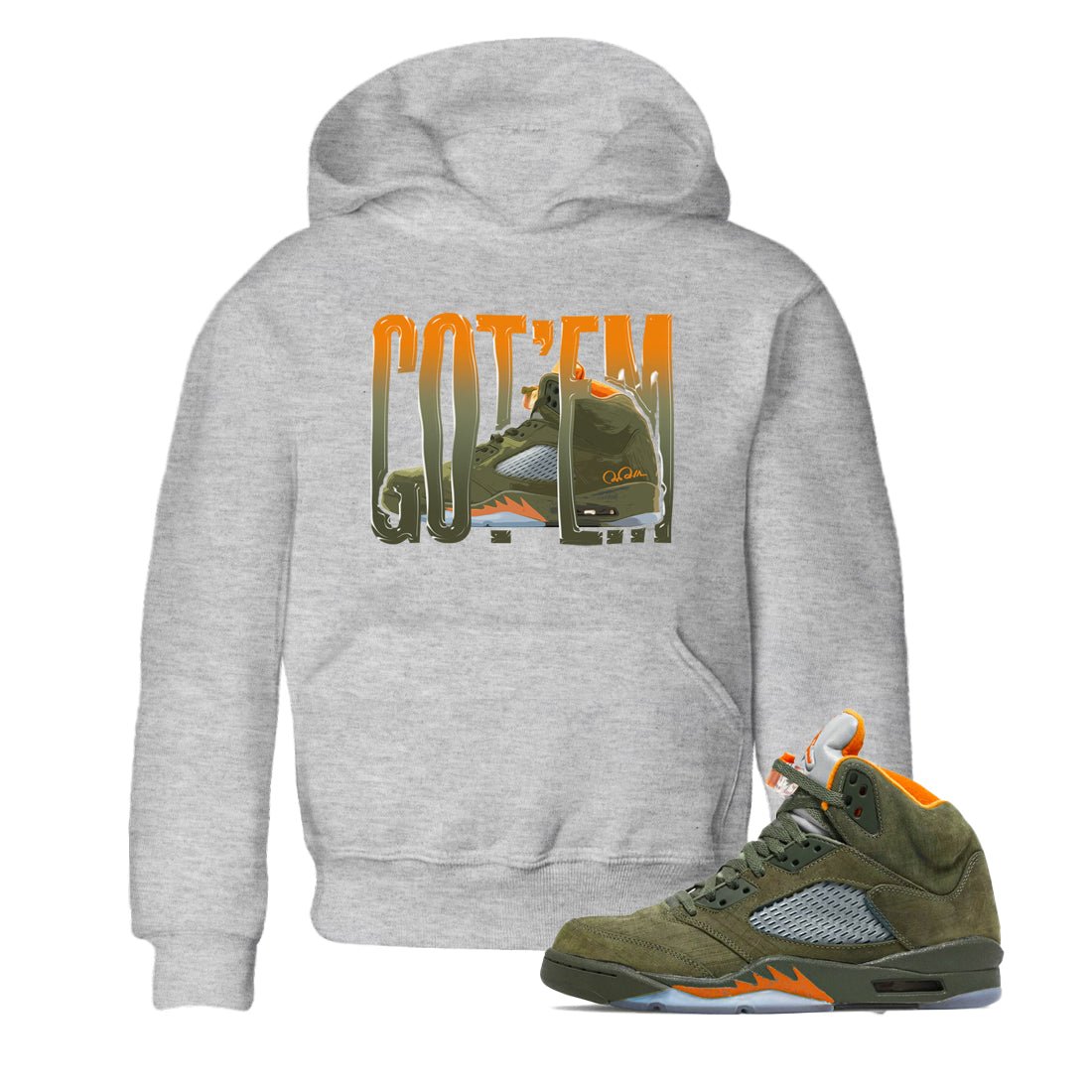 5s Olive shirt to match jordans Wiggling Gotem sneaker tees Air Jordan 5 Olive SNRT sneaker release tees baby toddler Heather Grey 1 cotton Shirt