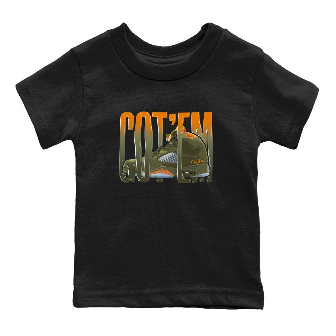 5s Olive shirt to match jordans Wiggling Gotem sneaker tees Air Jordan 5 Olive SNRT sneaker release tees baby toddler Black 2 cotton Shirt