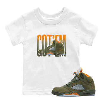 5s Olive shirt to match jordans Wiggling Gotem sneaker tees Air Jordan 5 Olive SNRT sneaker release tees baby toddler White 1 cotton Shirt