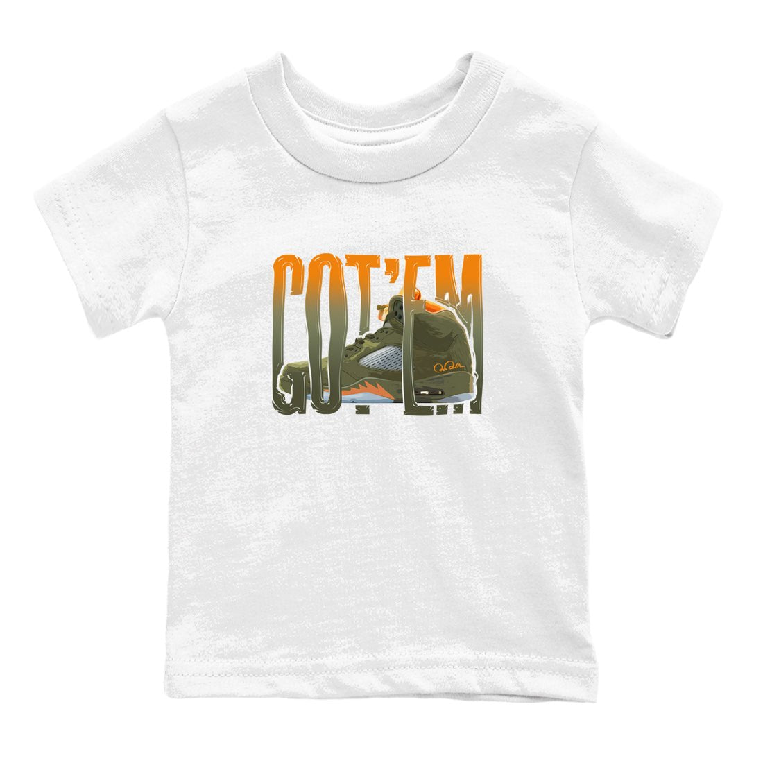 5s Olive shirt to match jordans Wiggling Gotem sneaker tees Air Jordan 5 Olive SNRT sneaker release tees baby toddler White 2 cotton Shirt