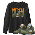 5s Olive shirt to match jordans Wiggling Gotem sneaker tees Air Jordan 5 Olive SNRT Sneaker Release Tees unisex cotton Black 1 crew neck shirt