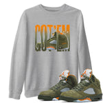 5s Olive shirt to match jordans Wiggling Gotem sneaker tees Air Jordan 5 Olive SNRT Sneaker Release Tees unisex cotton Heather Grey 1 crew neck shirt