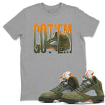 5s Olive shirt to match jordans Wiggling Gotem sneaker tees Air Jordan 5 Olive SNRT Sneaker Release Tees unisex cotton Heather Grey 1 crew neck shirt