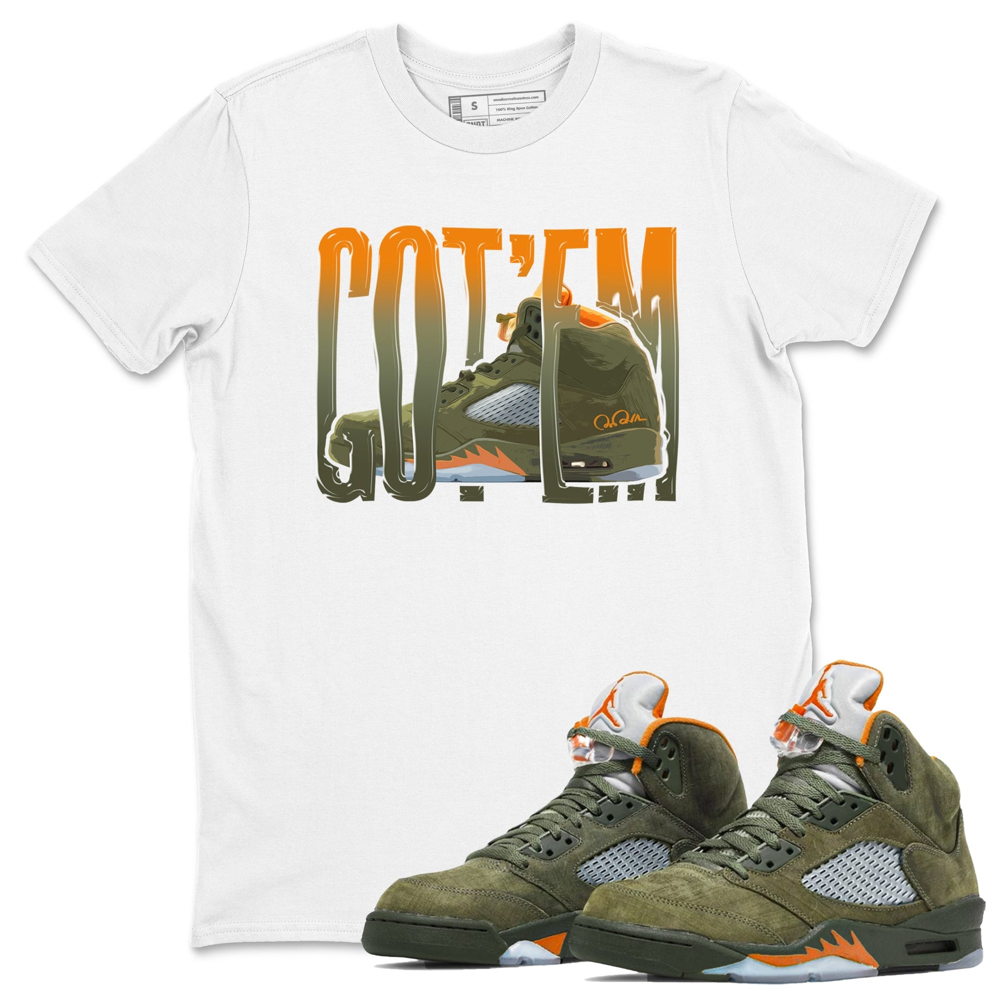 5s Olive shirt to match jordans Wiggling Gotem sneaker tees Air Jordan 5 Olive SNRT Sneaker Release Tees unisex cotton White 1 crew neck shirt