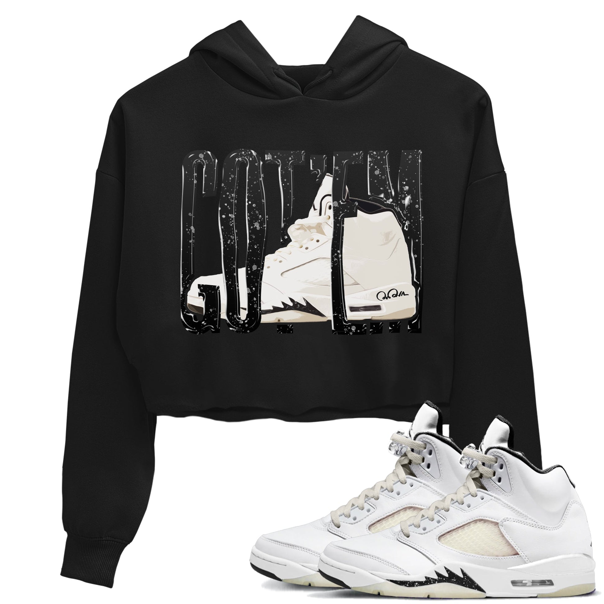 5s Sail shirt to match jordans Wiggling Gotem sneaker tees Air Jordan 5 Sail SNRT Sneaker Release Tees Black 1 crop length shirt