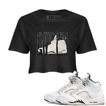 5s Sail shirt to match jordans Wiggling Gotem sneaker tees Air Jordan 5 Sail SNRT Sneaker Release Tees Black 1 crop length shirt