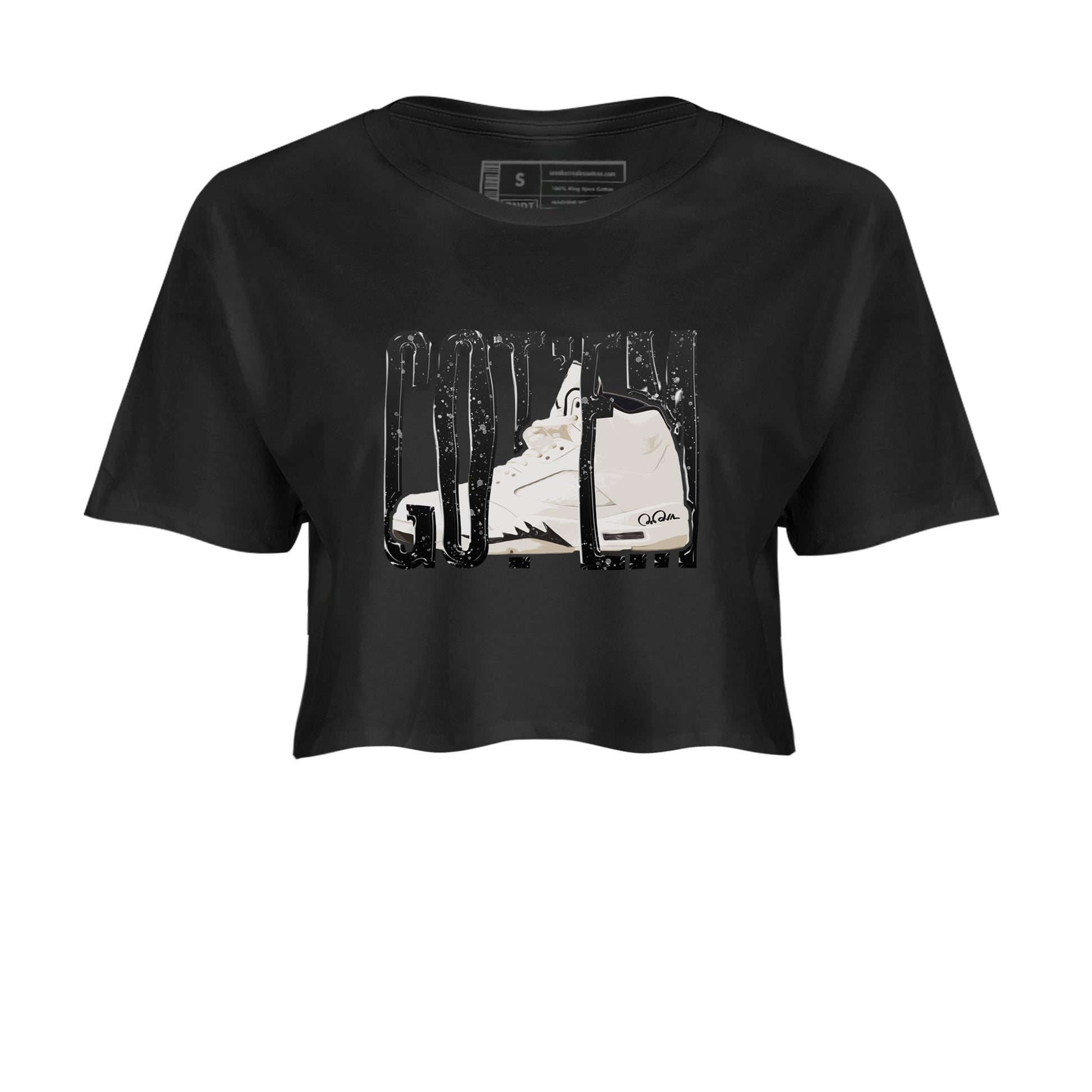 5s Sail shirt to match jordans Wiggling Gotem sneaker tees Air Jordan 5 Sail SNRT Sneaker Release Tees Black 2 crop length shirt
