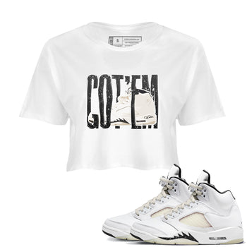 5s Sail shirt to match jordans Wiggling Gotem sneaker tees Air Jordan 5 Sail SNRT Sneaker Release Tees White 1 crop length shirt