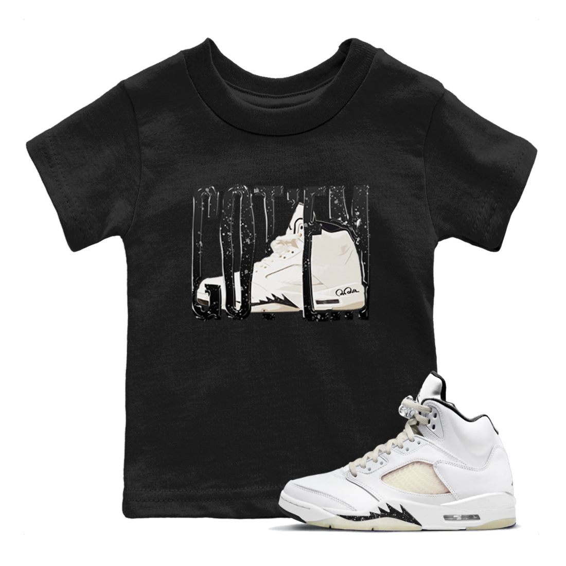 5s Sail shirt to match jordans Wiggling Gotem sneaker tees Air Jordan 5 Sail SNRT sneaker release tees baby toddler Black 1 cotton Shirt