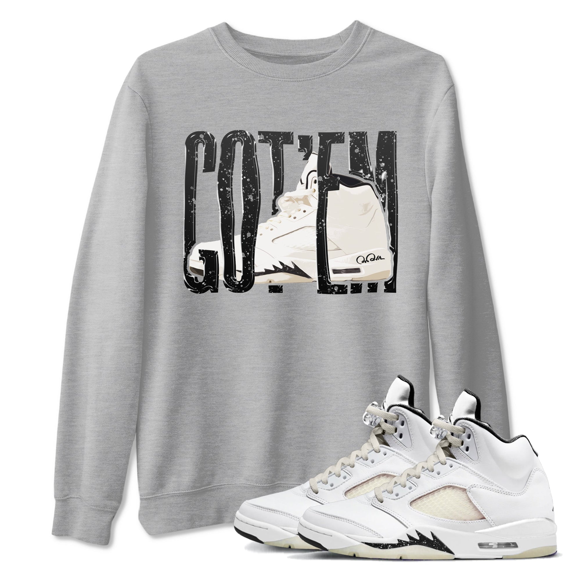 5s Sail shirt to match jordans Wiggling Gotem sneaker tees Air Jordan 5 Sail SNRT Sneaker Release Tees unisex cotton Heather Grey 1 crew neck shirt