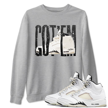 5s Sail shirt to match jordans Wiggling Gotem sneaker tees Air Jordan 5 Sail SNRT Sneaker Release Tees unisex cotton Heather Grey 1 crew neck shirt