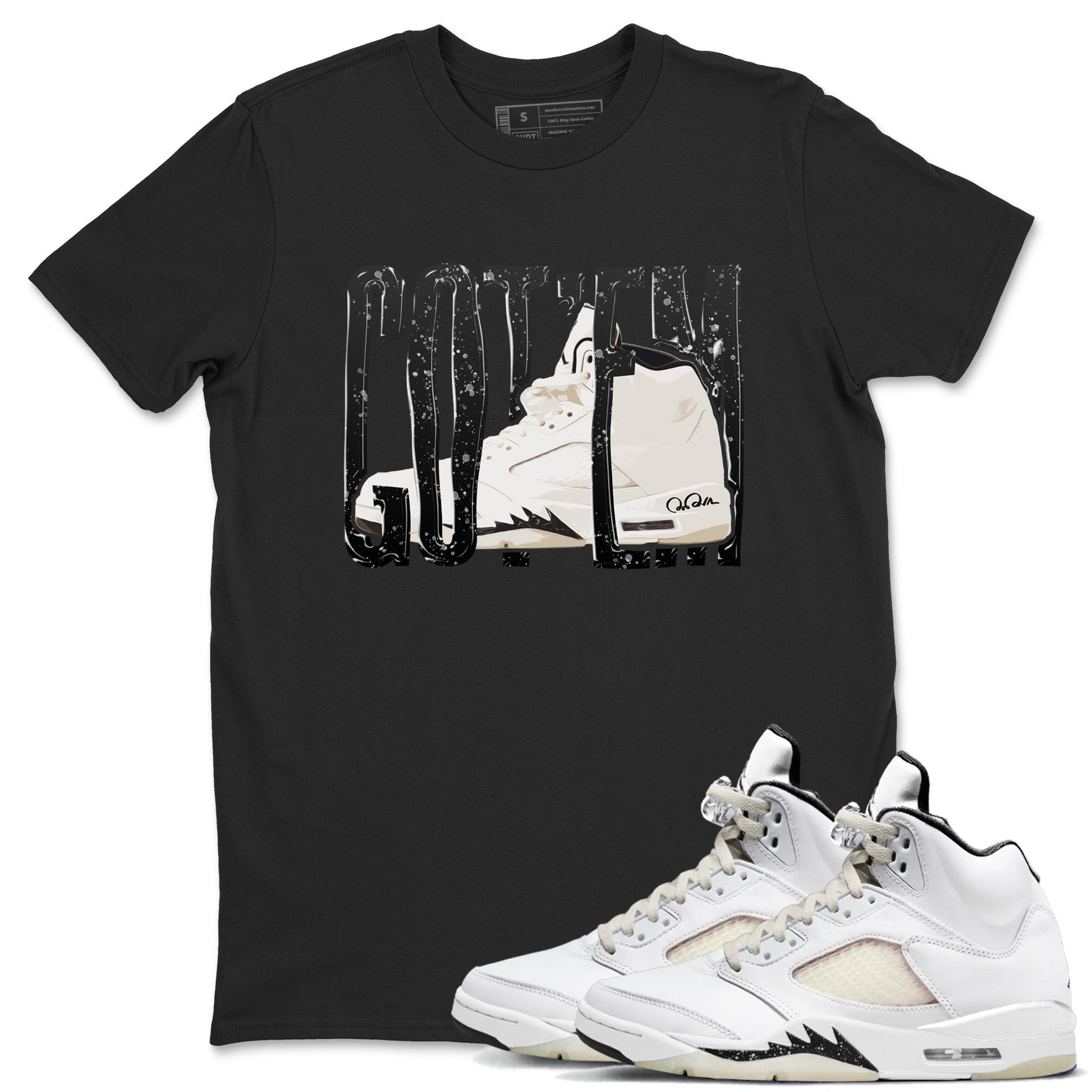 5s Sail shirt to match jordans Wiggling Gotem sneaker tees Air Jordan 5 Sail SNRT Sneaker Release Tees unisex cotton Black 1 crew neck shirt
