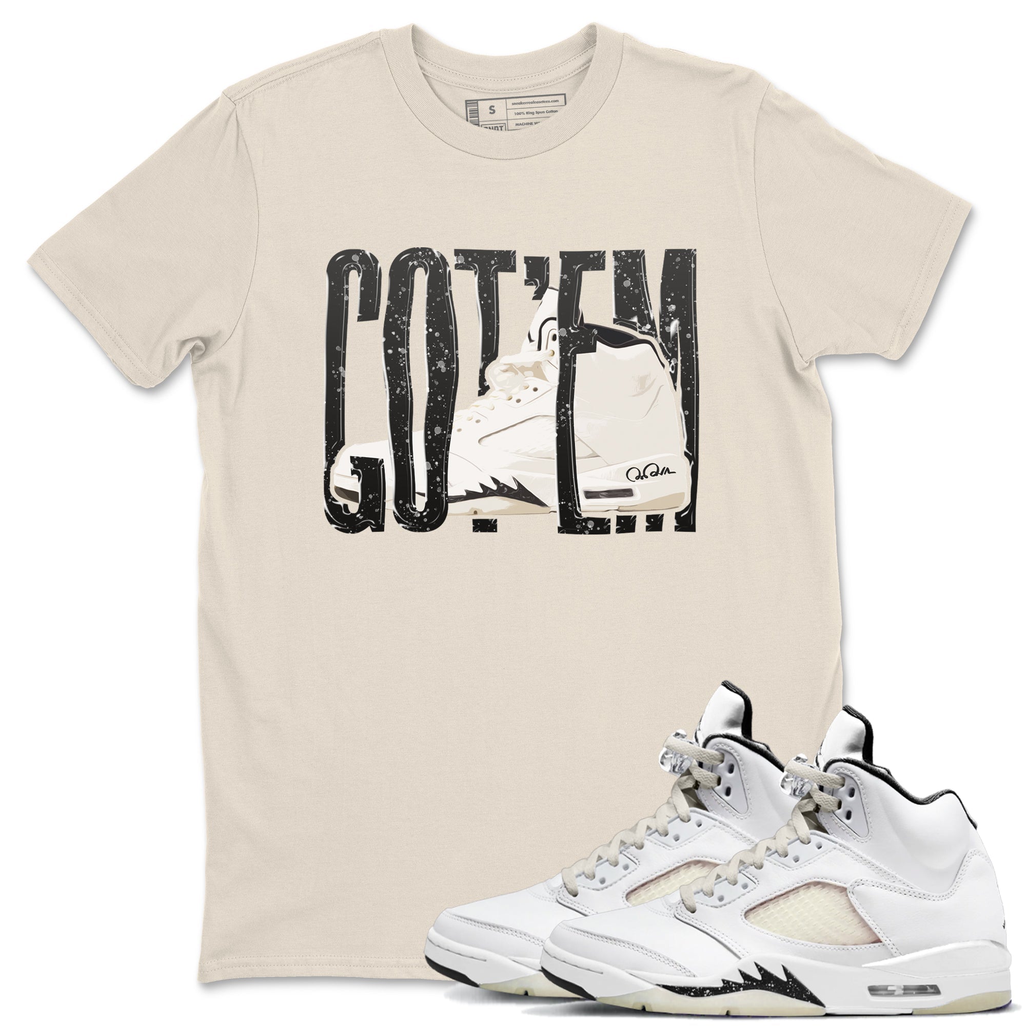 5s Sail shirt to match jordans Wiggling Gotem sneaker tees Air Jordan 5 Sail SNRT Sneaker Release Tees unisex cotton Natural 1 crew neck shirt