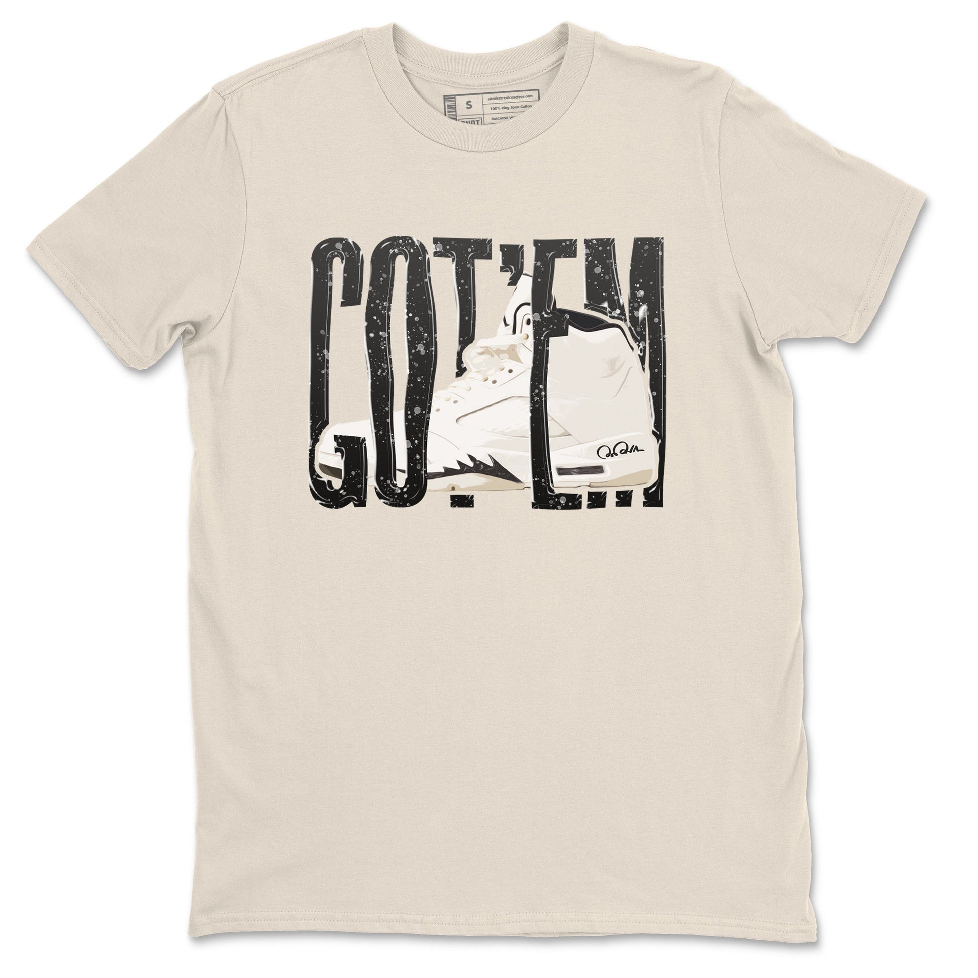 5s Sail shirt to match jordans Wiggling Gotem sneaker tees Air Jordan 5 Sail SNRT Sneaker Release Tees unisex cotton Natural 2 crew neck shirt