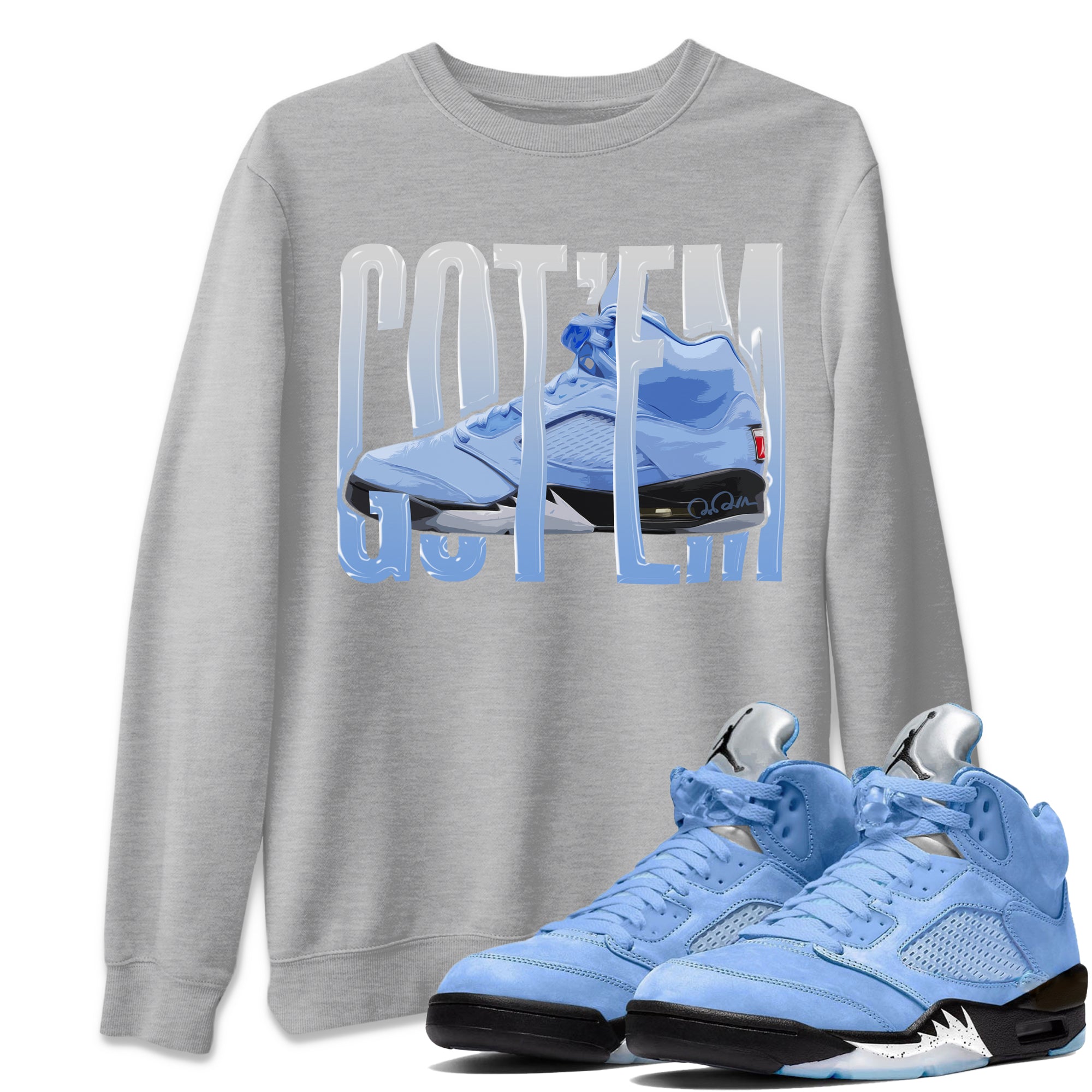 Jordan 5 UNC Jordan Shirts Wiggling Gotem Sneaker Tees AJ5 UNC SNRT Sneaker Tees Unisex Shirts Heather Grey 1