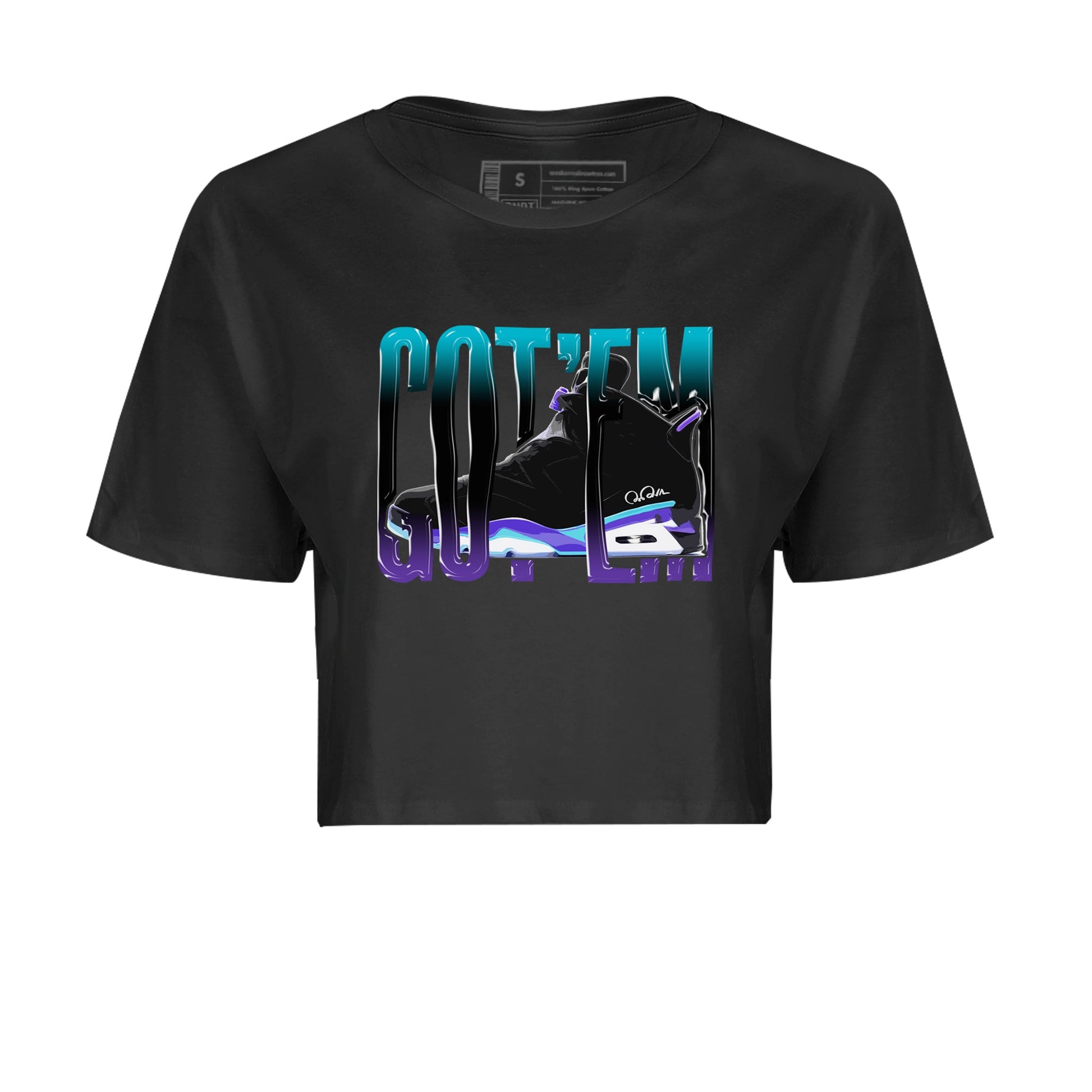 Air Jordan 6 Aqua Sneaker Match Tees Wiggling Gotem Sneaker Tees AJ6 Aqua Sneaker Release Tees Women's Shirts Black 2