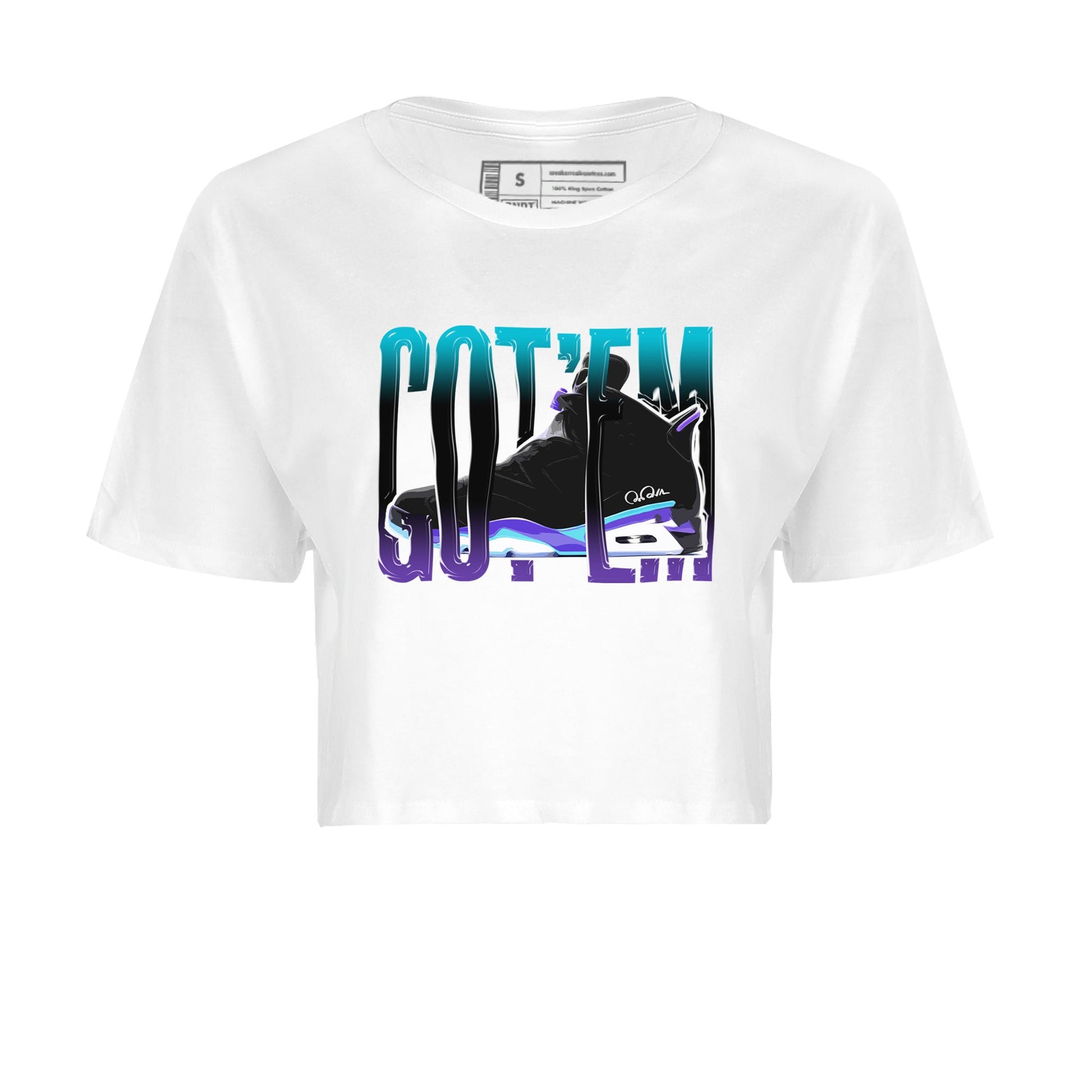 Air Jordan 6 Aqua Sneaker Match Tees Wiggling Gotem Sneaker Tees AJ6 Aqua Sneaker Release Tees Women's Shirts White 2