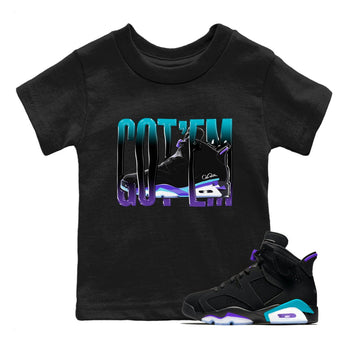 Air Jordan 6 Aqua Sneaker Match Tees Wiggling Gotem Sneaker Tees AJ6 Aqua Sneaker Release Tees Kids Shirts Black 1