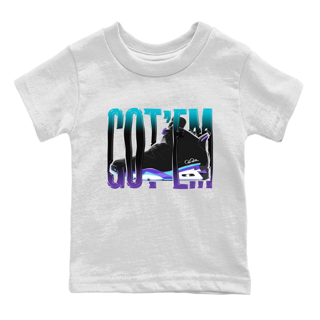 Air Jordan 6 Aqua Sneaker Match Tees Wiggling Gotem Sneaker Tees AJ6 Aqua Sneaker Release Tees Kids Shirts White 2