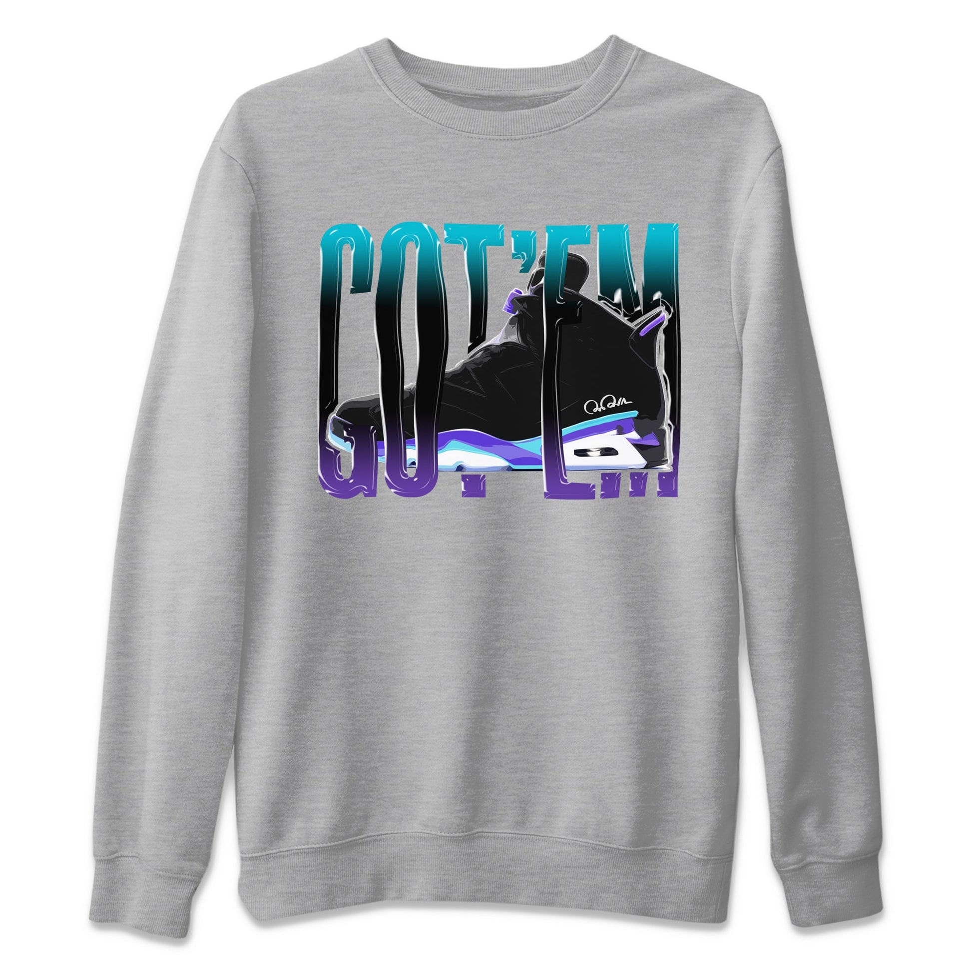 Air Jordan 6 Aqua Sneaker Match Tees Wiggling Gotem Sneaker Tees AJ6 Aqua Sneaker Release Tees Unisex Shirts Heather Grey 2