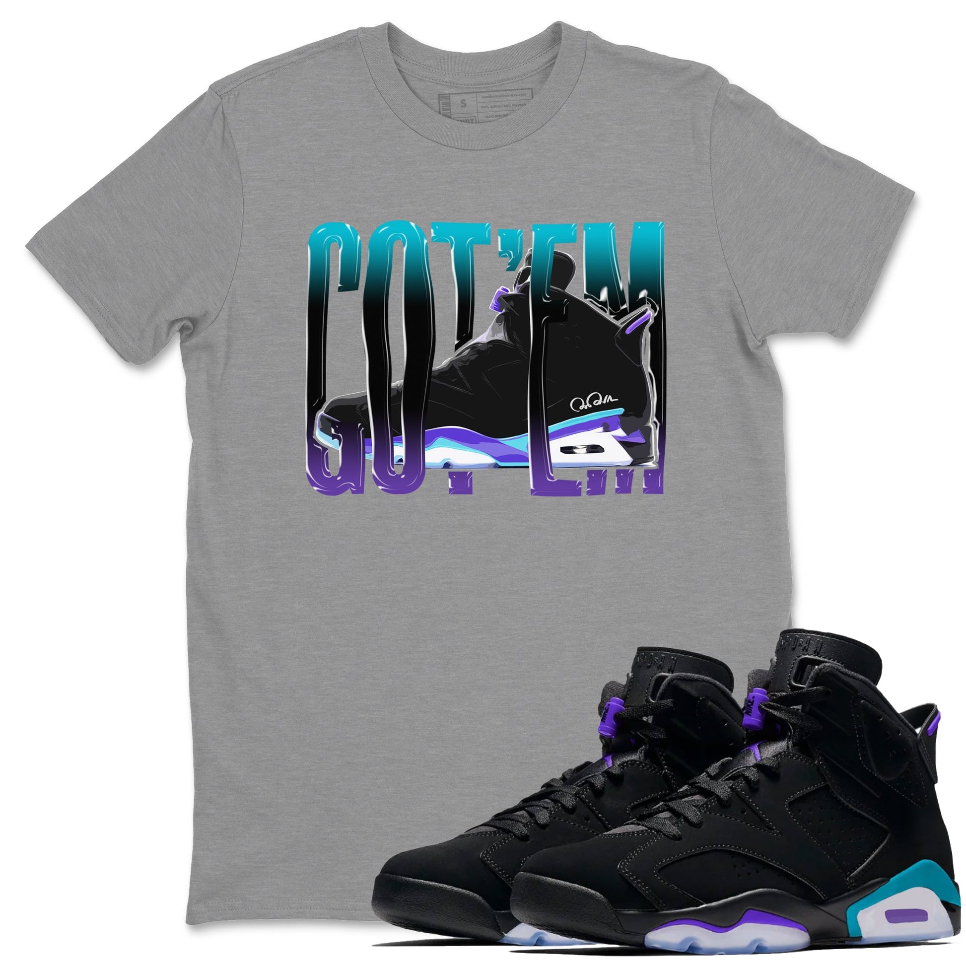 Air Jordan 6 Aqua Sneaker Match Tees Wiggling Gotem Sneaker Tees AJ6 Aqua Sneaker Release Tees Unisex Shirts Heather Grey 1