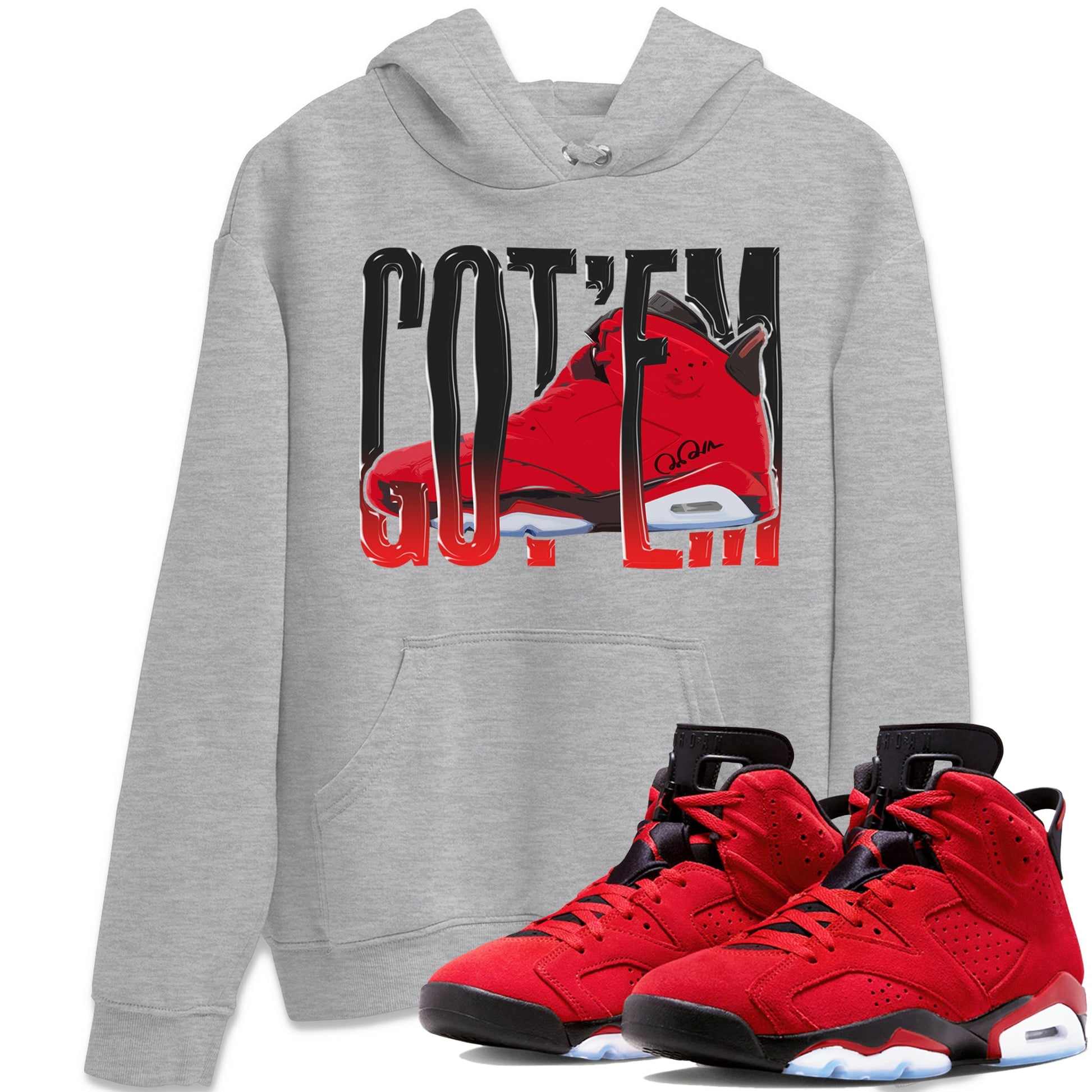 Air Jordan 6 Toro Bravo Sneaker Match Tees Wiggling Gotem Sneaker Tees 3D Graphic Design Shirts AJ6 Toro Bravo Sneaker Release Tees Unisex Shirts Heather Grey 1