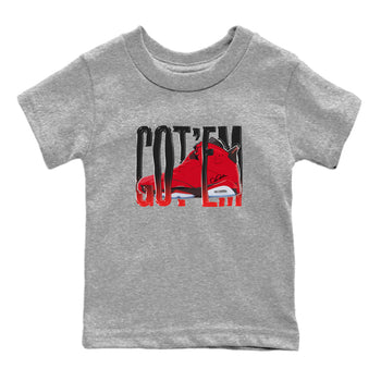 Air Jordan 6 Toro Bravo Sneaker Match Tees Wiggling Gotem Sneaker Tees 3D Graphic Design Shirts AJ6 Toro Bravo Sneaker Release Tees Kids Shirts Heather Grey 2