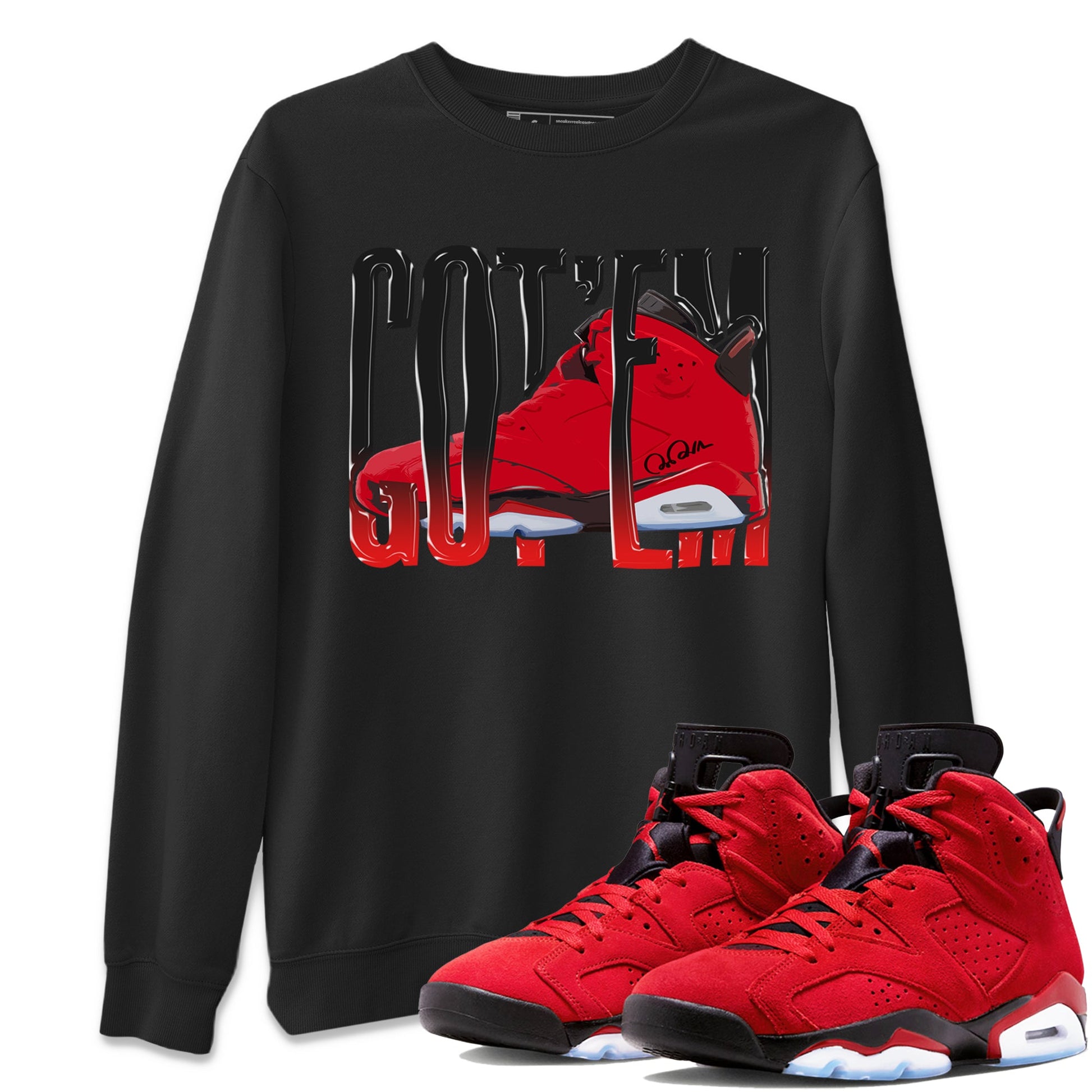 Air Jordan 6 Toro Bravo Wiggling Gotem Crew Neck Sneaker Tees 3D Graphic Design Shirts AJ6 Toro Bravo Sneaker T-Shirts Washing and Care Tip