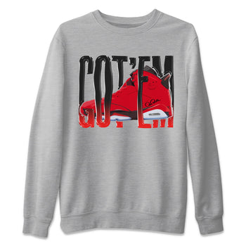 Air Jordan 6 Toro Bravo Sneaker Match Tees Wiggling Gotem Sneaker Tees 3D Graphic Design Shirts AJ6 Toro Bravo Sneaker Release Tees Unisex Shirts Heather Grey 2