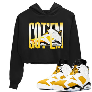 Air Jordan 6 Yellow Ochre shirt to match jordans Wiggling Gotem sneaker tees AJ6 Yellow Ochre SNRT Sneaker Release Tees Black 1 Crop T-Shirt