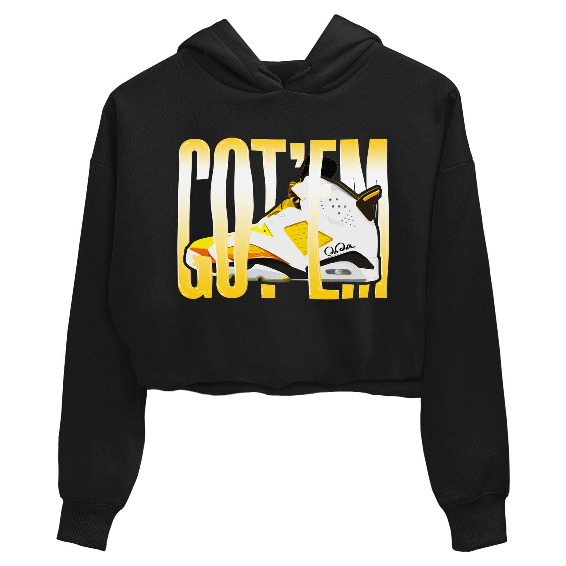 Air Jordan 6 Yellow Ochre shirt to match jordans Wiggling Gotem sneaker tees AJ6 Yellow Ochre SNRT Sneaker Release Tees Black 2 Crop T-Shirt