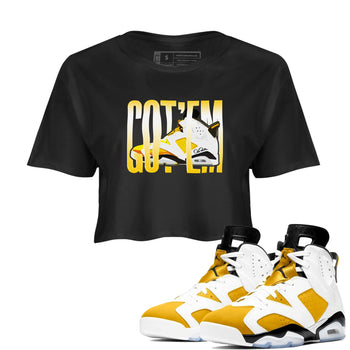 Air Jordan 6 Yellow Ochre shirt to match jordans Wiggling Gotem sneaker tees AJ6 Yellow Ochre SNRT Sneaker Release Tees Black 1 Crop T-Shirt