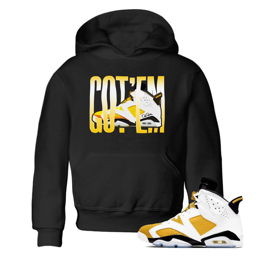Air Jordan 6 Yellow Ochre shirt to match jordans Wiggling Gotem sneaker tees AJ6 Yellow Ochre SNRT Sneaker Release Tees Baby Toddler Black 1 T-Shirt