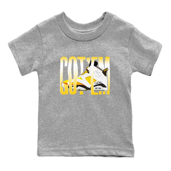 Air Jordan 6 Yellow Ochre shirt to match jordans Wiggling Gotem sneaker tees AJ6 Yellow Ochre SNRT Sneaker Release Tees Baby Toddler Heather Grey 2 T-Shirt