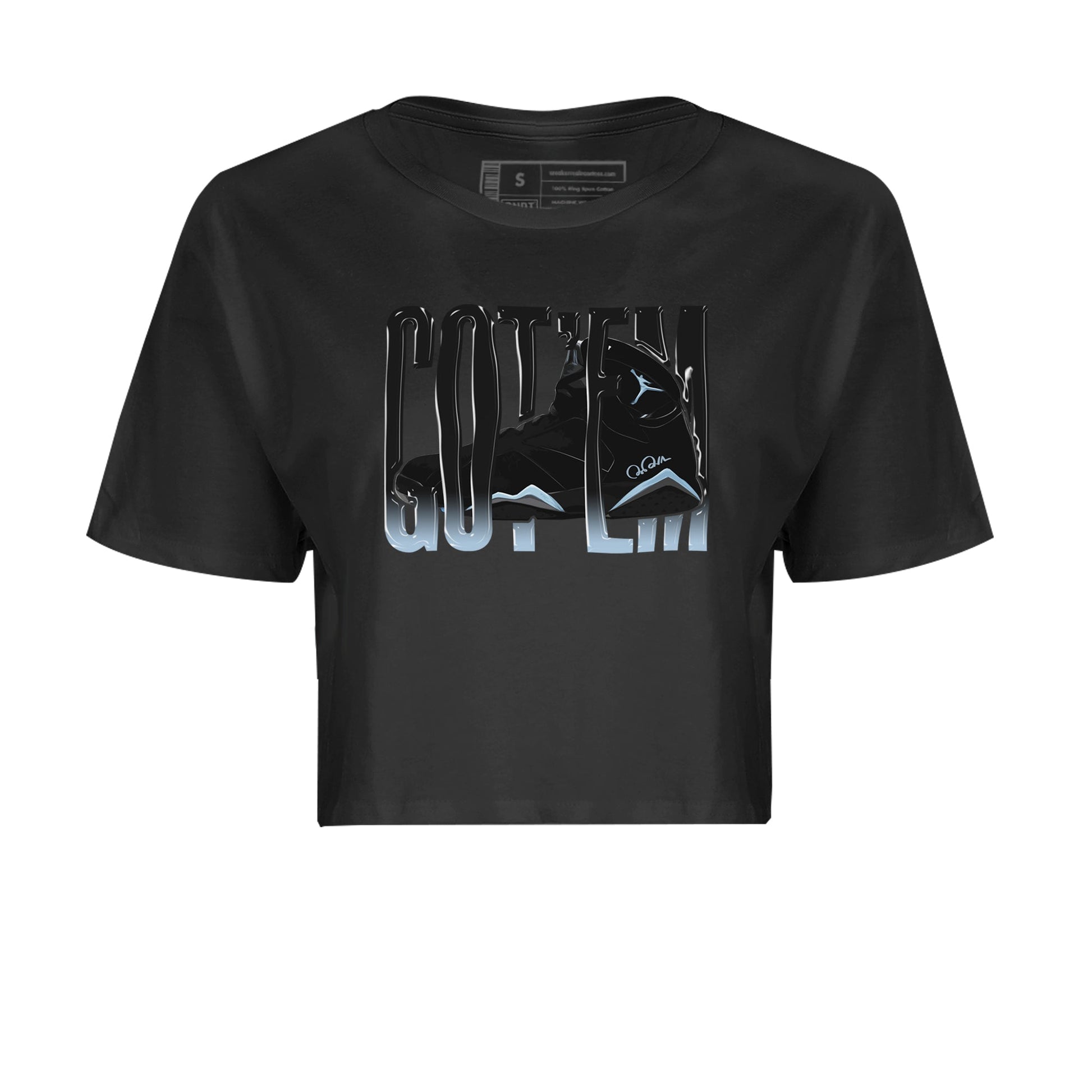 Air Jordan 7 Chambray Sneaker Match Tees Wiggling Gotem Sneaker Tees AJ7 Chambray Sneaker Release Tees Women's Shirts Black 2