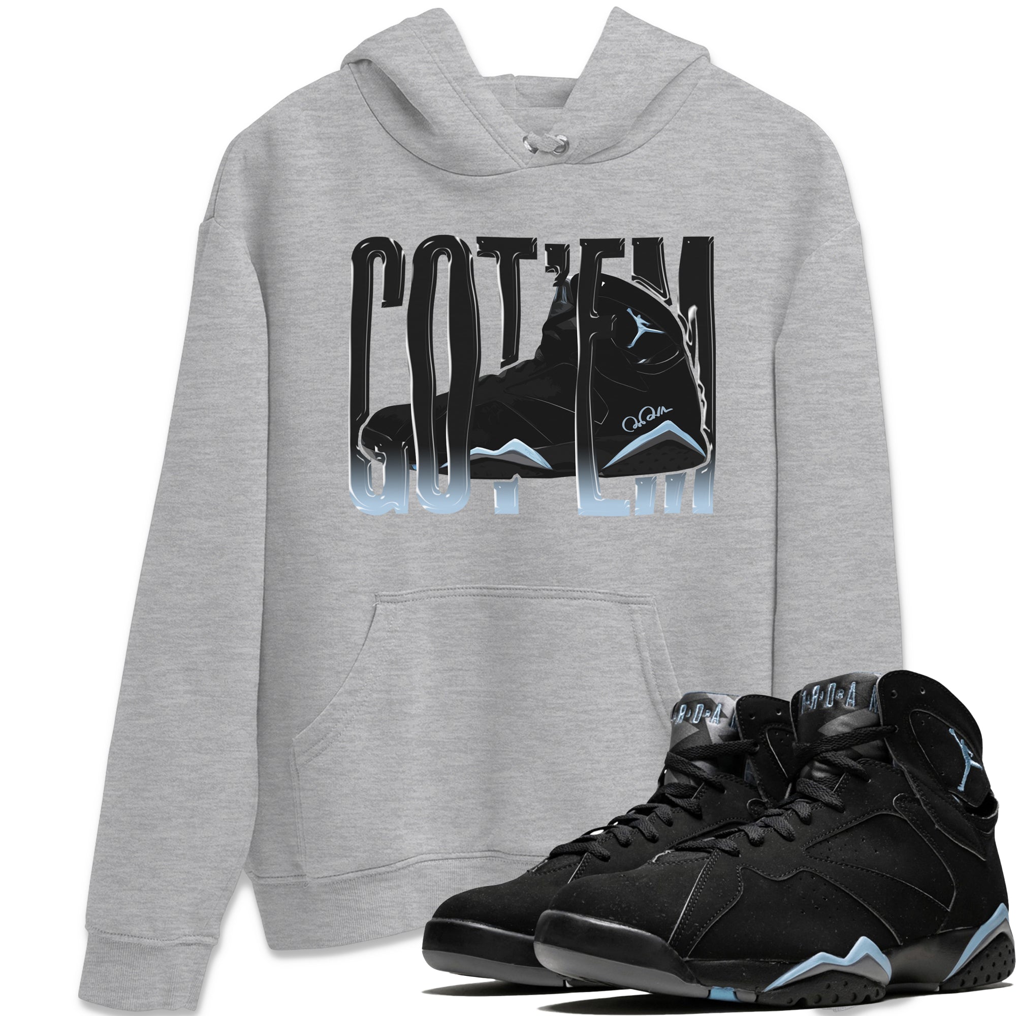 Air Jordan 7 Chambray Sneaker Match Tees Wiggling Gotem Sneaker Tees AJ7 Chambray Sneaker Release Tees Unisex Shirts Heather Grey 1